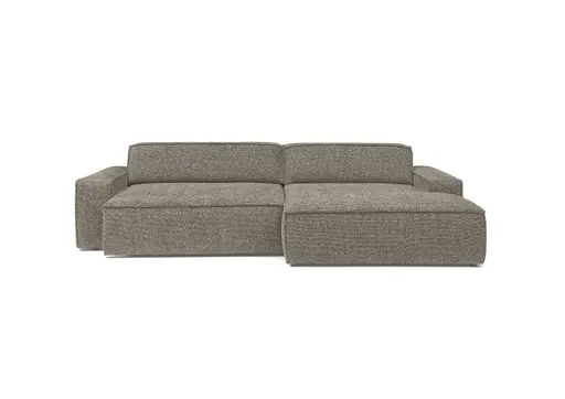 Ecksofa - 2-Sitzer mit Longchair rechts, Sitzvorzug motorisch, Stoff, Taupe