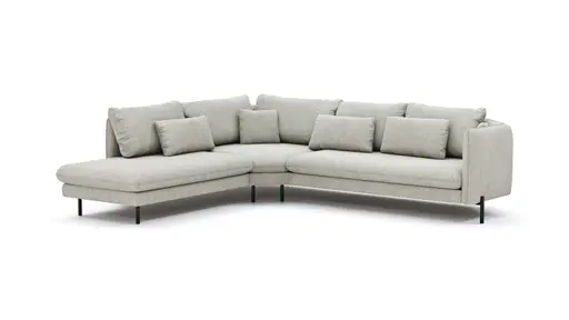 Ecksofa Birte - Ecke links, 2,5-Sitzer, Flachgewebe, Hellgrau