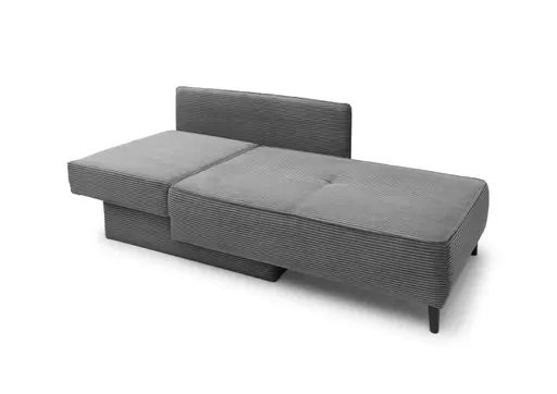 Recamiere JADYN - inkl. Schlaffunktion mit Bettkasten, Stoff, Grau