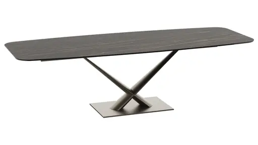 Esstisch Savona - LB ca. 280x100 cm, Fix, Keramik, Schwarz, Bootsform