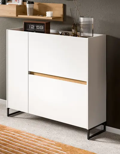 Schuhkipper - B ca. 110 cm, Weiß, Artisan Eiche Nachbildung