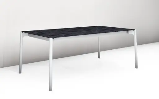 Esstisch - ausziehbar, LB ca. 320x100 cm, Keramik, Marmor Schwarz