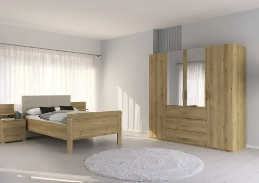 Drehtürenschrank - B. ca. 201 cm, mit Spiegeltüren, Asteiche Dekor