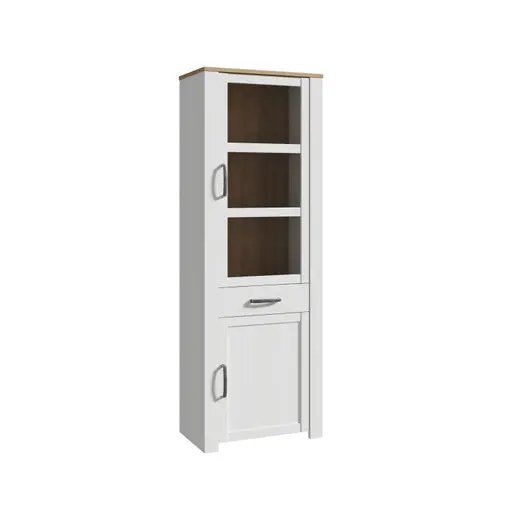 Vitrine FELLIAN- B ca. 71 cm, Weiß, Eiche Dekor