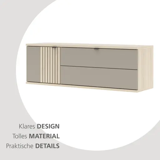 Garderobe - mit Beleuchtung, Riva Eiche Nachbildung, Basalt