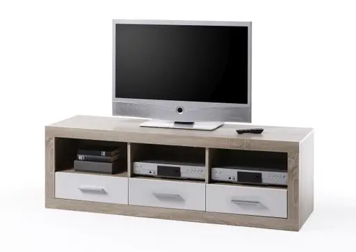 Lowboard - B ca. 147 cm, Sonoma Eiche Nachbildung, Weiß