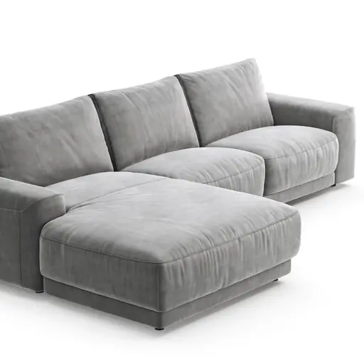 Ecksofa Balok - Longchair groß links mit 2,5-Sitzer, Stoff, Eisengrau