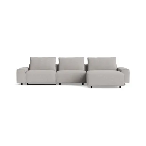 Ecksofa Serava - Longchair links mit 2,5-Sitzer, Stoff, Grau