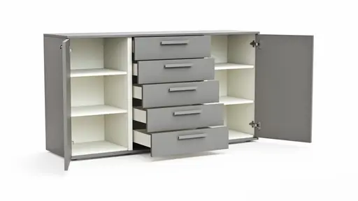 Kommode Viana - Holzwerkstoff, Steingrau