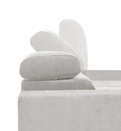 Ecksofa - Longchair links mit 2-Sizer, Sitztiefe verstellbar motorisch/Kopfteil verstellbar, Stoff, Sand