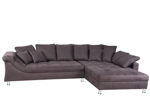 Ecksofa - 2-Sitzer, Stoff grau