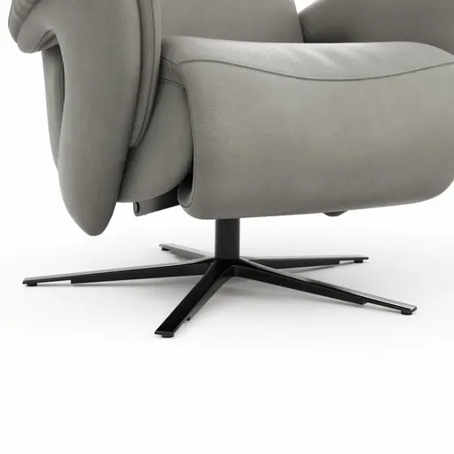 Sessel Tulsa Relax - Größe L, inkl. Maxirücken und Kopf-/Fußteil/Rückenlehne verstellbar, Leder, Graubeige