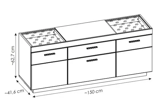 TV-Lowboard - mit Beleuchtung, B ca. 150 cm, Kaschmir, Coast Evoke Eiche Nachbildung