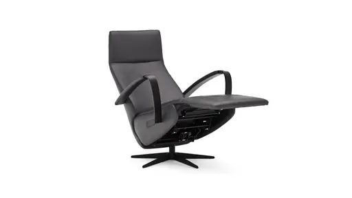 Relaxsessel Girona - Relaxfunktion (motorisch), Leder, Schwarz