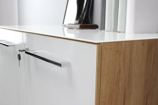 Aktenschrank GWEN - B ca. 80 cm, Eiche Nachbildung, Weiß