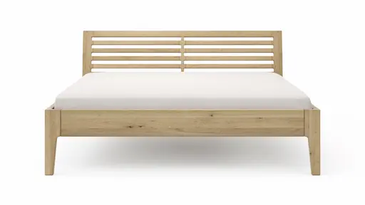 Bettgestell 1660 - Liegefläche ca. 180x200 cm, Wildeiche massiv, bianco geölt