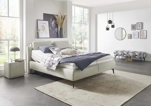 Polsterbett - Liegefläche ca. 180x200 cm, Stoff, Silbergrau