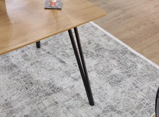 Esstisch - LB ca. 80x80 cm, Eiche Optik, Schweizer Kante, Schwarz