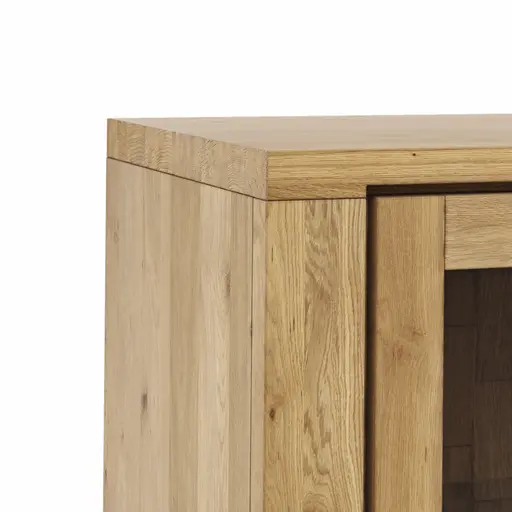 Highboard Bakersfield - Rückwand mit Holzschindeln, Asteiche massiv, geölt