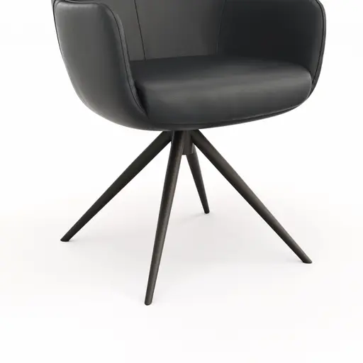Armlehnstuhl Mis - Leder, Schwarz, Drehbar, Gestell, Schwarz