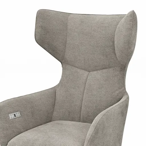 Sessel Noto Relax II - Rückenlehne und Fußteil verstellbar (motorisch), Stoff, Hellgrau