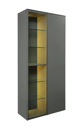 Vitrine Satola - inkl. Beleuchtung, Lack matt, Olive