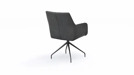 Armlehnstuhl Newcastle - drehbar, Leder, Anthrazit