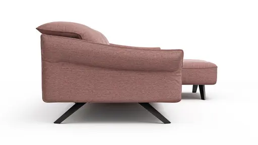 Ecksofa Bormio - 3-Sitzer mit Longchair rechts inklusive Relaxfunktion (motorisch), Stoff, Pfirsich