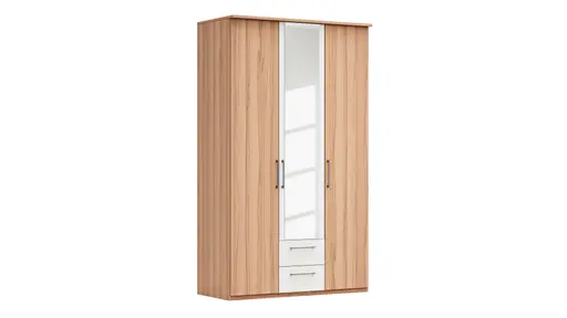 Drehtürenschrank Viana - B. ca. 136 cm, Furnier, Kernbuche, Weiß