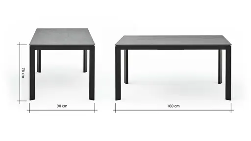 Esstisch Menosa - ausziehbar, LB ca. 160x90 cm, Laminat, Marmor schwarz