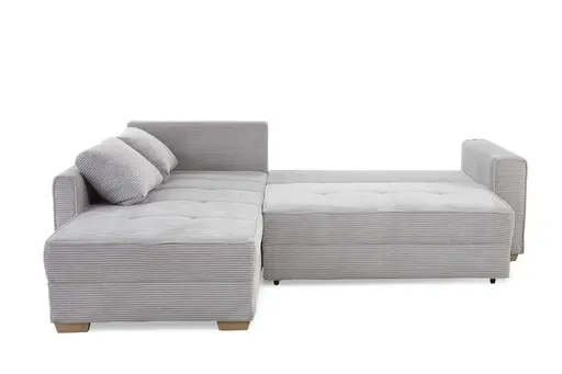 Ecksofa JAMELL - 2,5-Sitzer, Ecke rechts inkl. Schlaffunktion mit Bettkasten, Stoff, Hellgrau