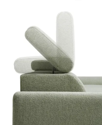 Ecksofa JYTTE - Sofa 2-sitzig mit Longchair rechts, Stoff, Lindgrün