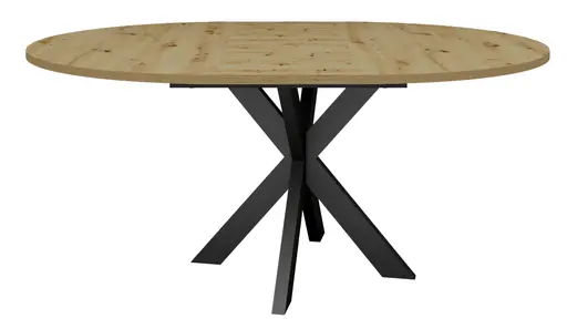 Esstisch - ausziehbar, Ø/H ca. 130x75 cm, Asteiche, Schwarz