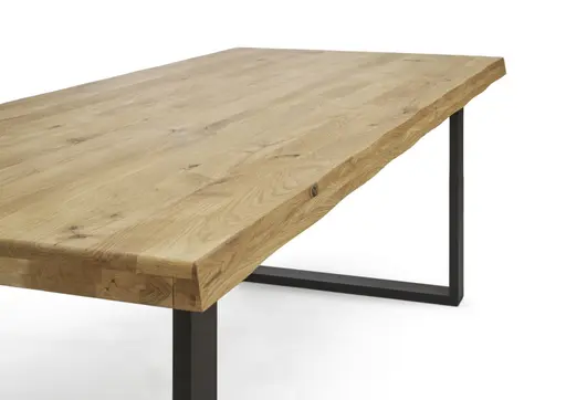 Esstisch - LB ca. 240x100 cm, Eiche; Massiv, Geölt, Grade, Metall, Schwarz