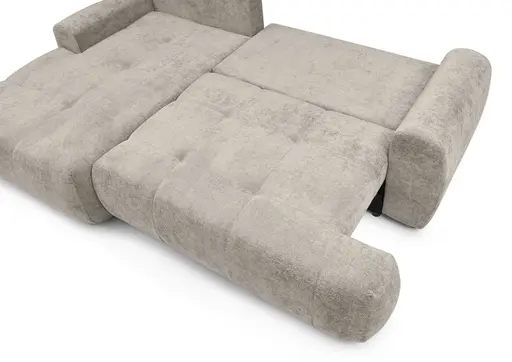 Ecksofa - Longchair links mit 2-Sitzer, Stoff, Beige