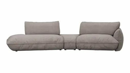 Trapezsofa Fluffy - 2-Sitzer mit Trapezelement und Abschlussteil inkl. Rückenlehne verstellbar, Stoff, Taupe