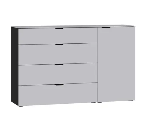 Kommode JOIN IT- Glas, Hellgrau, Matt, Schwarz