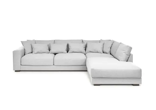 Ecksofa - 3-Sitzer, Ecke rechts, Stoff, Silbergrau