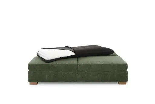 Sofa JELKO - 2-Sitzer inkl. Schlaffunktion mit Bettkasten, Stoff, Dunkelgrün