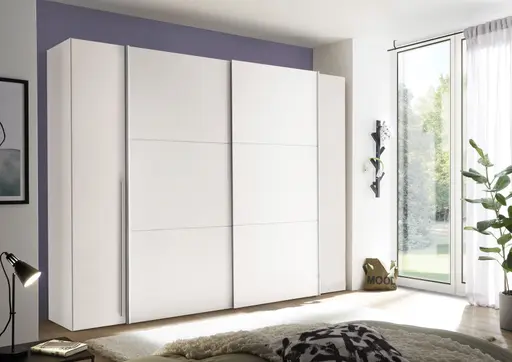 Schwebe-/Drehtürenschrank- B ca. 267 cm, Weiß
