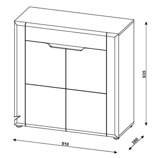Garderobenkombination - Eiche Evoke Nachbildung, Weiß Hochglanz