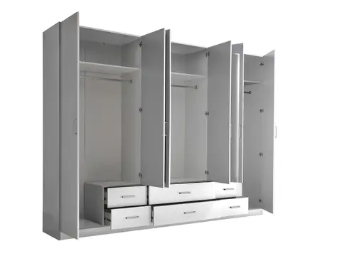 Drehtürenschrank- B ca. 271 cm, Weiß, Spiegel