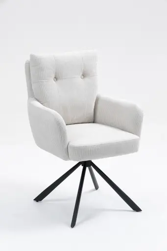 Armlehnstuhl - drehbar, Cord, Creme