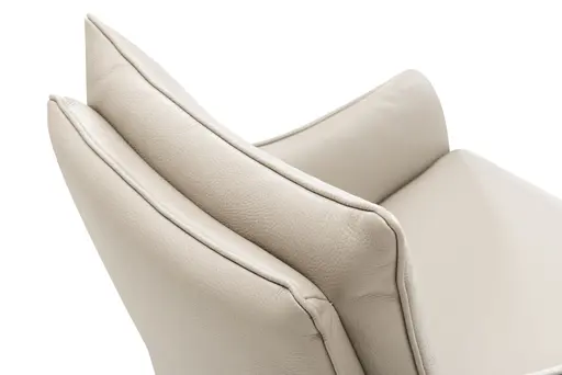 Armlehnstuhl - drehbar, Leder, Silbergrau