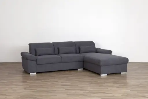 Ecksofa - 3-Sitzer, Ecke rechts inkl. Armteilverstellung in Microfaser Grau