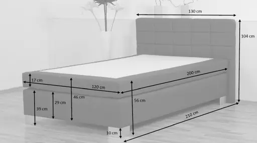 Boxspringbett HAIKOS- Liegefläche ca. 120x200 cm, Stoff, Anthrazit, TFK H3