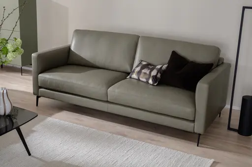 Sofa Cuneo - 2,5-Sitzer, Leder, Graubraun