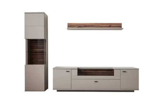 Wohnwand - Lack, graubeige