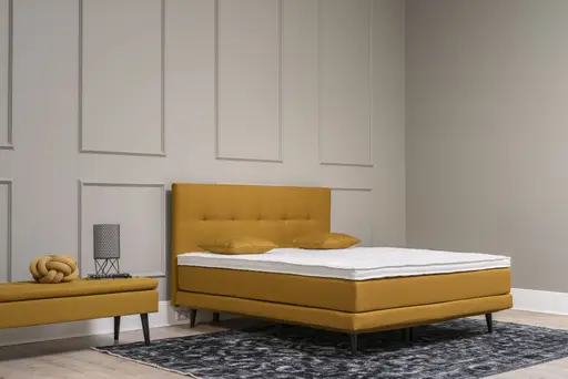 Boxspringbett Laura - Liegefläche ca. 180 x 200 cm, Stoff, Senfgelb
