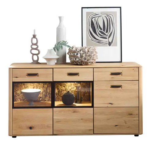 Sideboard mit Beleuchtung - Wildeiche massiv